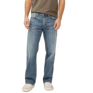 Silver Martin Fit Blue Wash Distressed Faded Relaxed Straight Leg Jeans 44X34